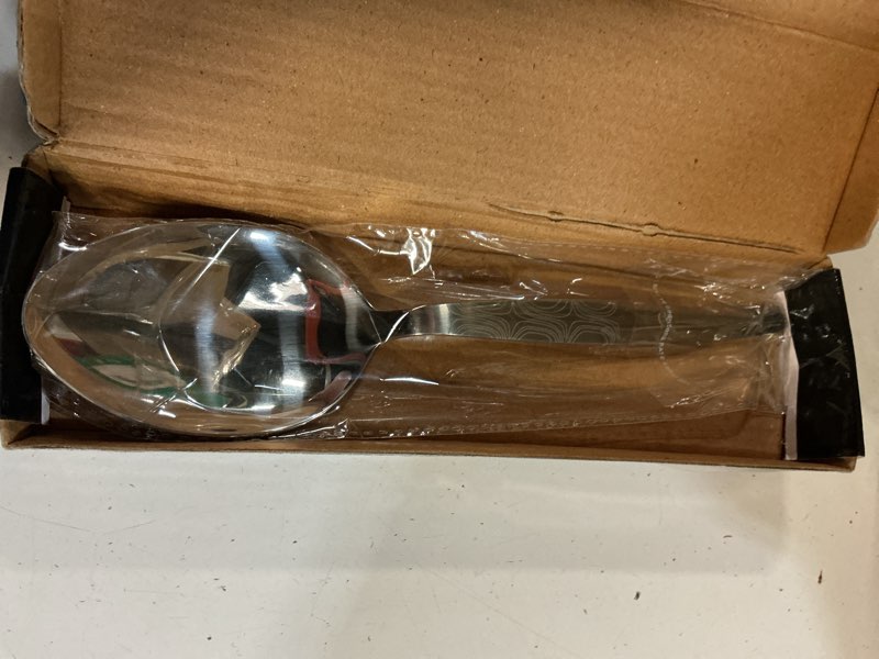 Condition photo showing New/Like New for kunz special edition damascus pattern spoon | 18/10 stainless steel plating 9 inch basting quenelle chef cooking utensils dinner serving spoon