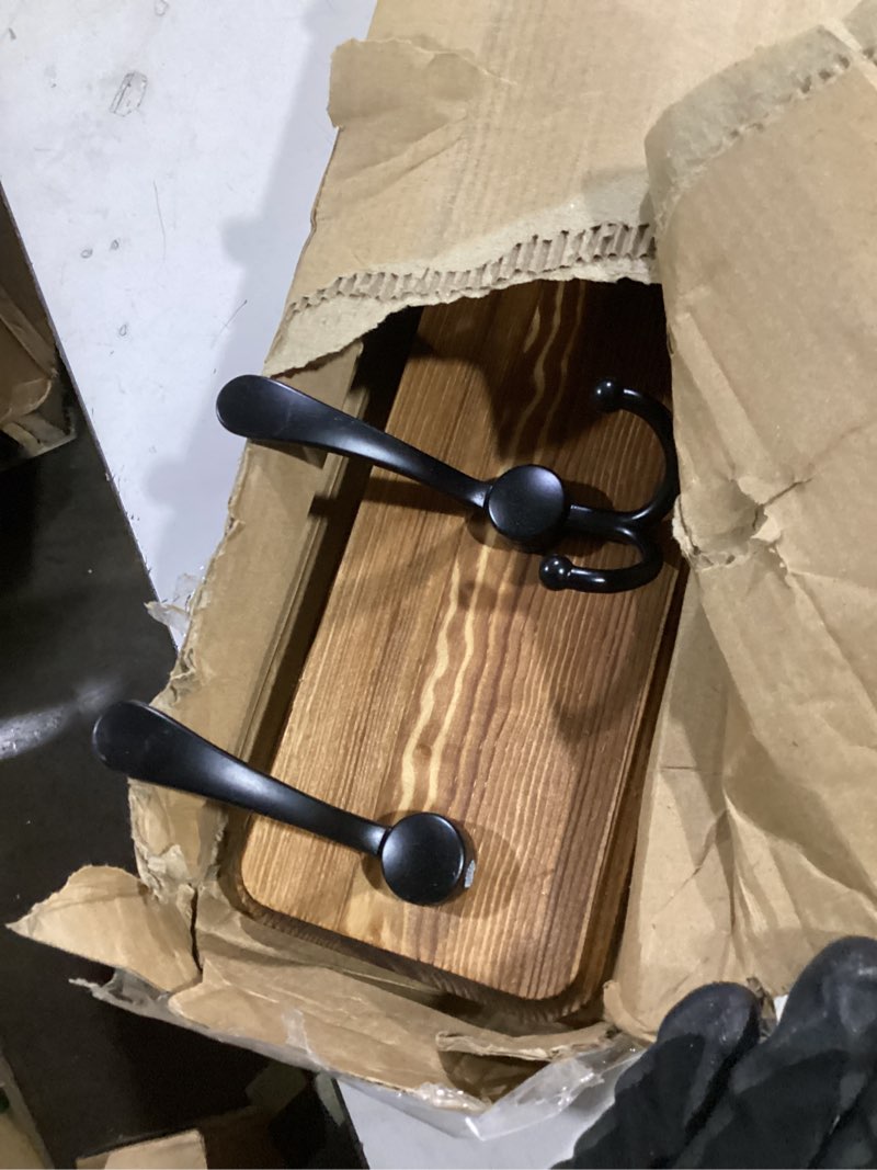 Condition photo showing Good Condition for skoloo rustic large wall mounted coat rack-38.6'' long coat rack for wall, pine solid wood coat rack hook, farmhouse coat hanger wall mount for hanging jacket coat hat, pack of 2 2 item-10 hooks brown plate & black hook