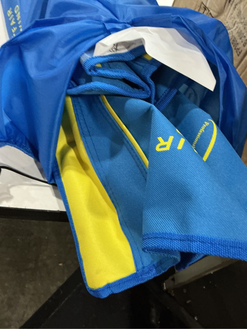 Condition photo showing Good Condition for fair wind beach umbrella chair, beach chairs for adults, low shade chair folding backpack portable concert bag sand with cup holder - yellow blue ocean blue with yellow 1 set