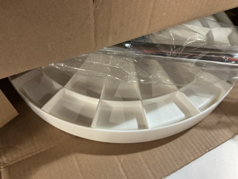 Condition photo showing Good Condition for knape & vogt plastic lazy susan organizer, 2-tier lazy susan for cabinet, kidney-shaped 18-inch polymer 360º turntable, white 18-inch (width)