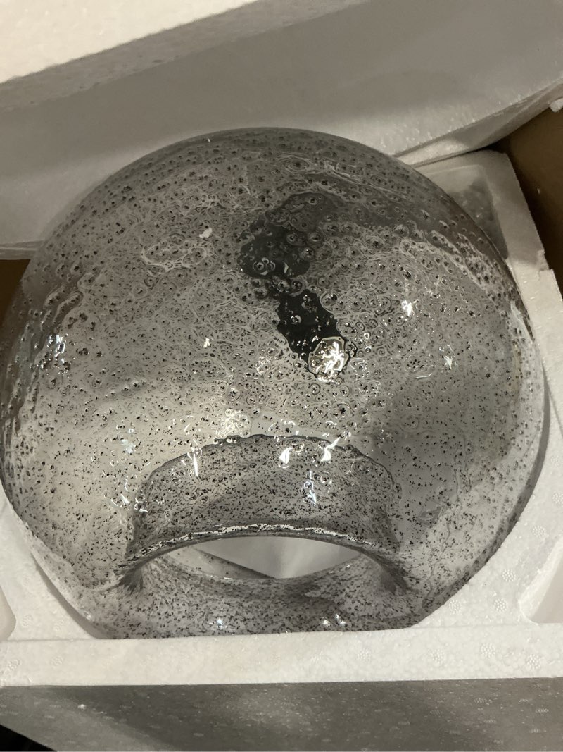 Condition photo showing Good Condition for casamotion pendant light fixtures hand blown glass drop ceiling hanging lighting rustic farmhouse kitchen island clear marble large globe over dining room table entryway hallway 15.6 inch height 15.6"h clear with marble black