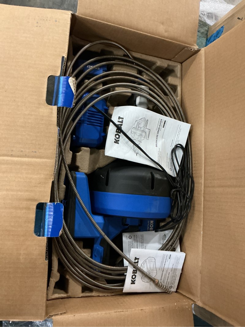 Condition photo showing As Is for kobalt 24-volt 5/16-in x 35-ft l galvanized wire 4 ah cordless (battery and charger included) machine augers