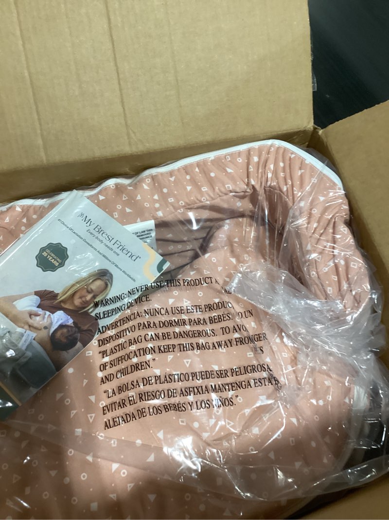 Condition photo showing Good Condition for My Brest Friend Original Nursing Pillow Enhanced Ergonomics Essential Breastfeeding Pillow Support for Mom & Baby W/Convenient Side Pocket, Double Straps & Slipcover, Dusty Rose Geo Dusty Rose Geo Original