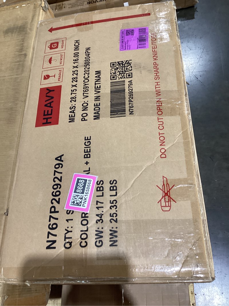 Condition photo showing As Is for INCOMPLETE ONLY ONE BOX Coffee sofa set with round table (natural+beige)