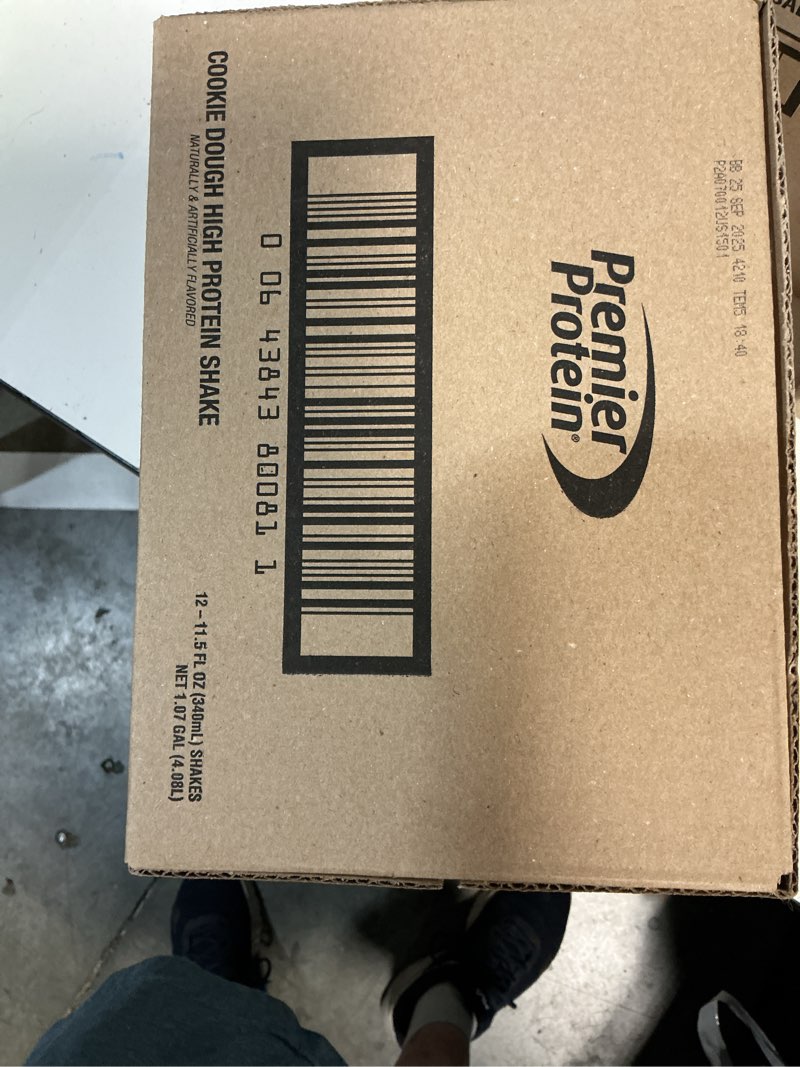 Condition photo showing New/Like New for best by 09/25/25 premier protein shake, cookie dough, 30g protein, no added sugar, 24 vitamins & minerals to support immune health, 11.5 fl oz, 12 pack cookie dough 11.5 fl oz (pack of 12)
