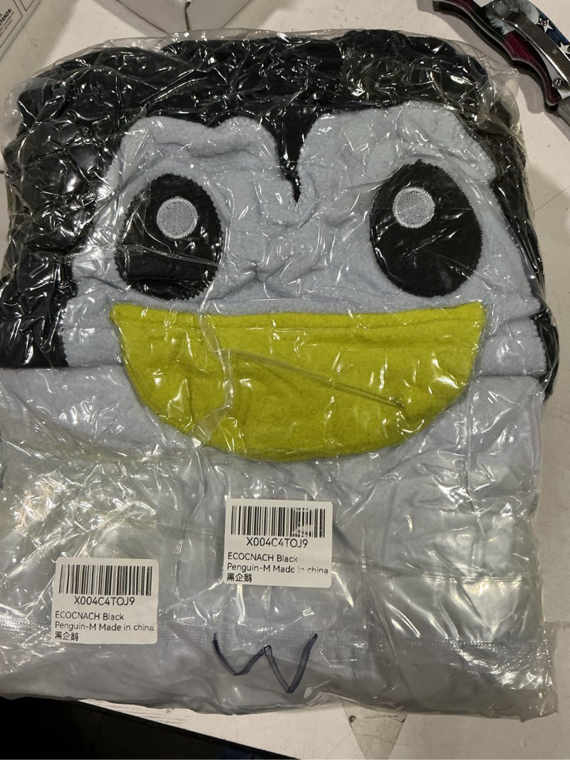 Condition photo showing New/Like New for Animal Onesie Adult Unisex One-Piece Pajamas Cosplay Costume For Men Women Black Penguin Medium
