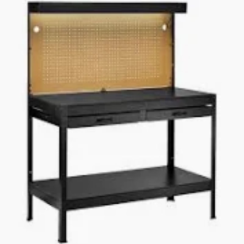 VEVOR Hardwood Workbench, 242.5 lbs Weight Capacity, 47.2-inch Heavy Duty Workbench with Pegboard, 4