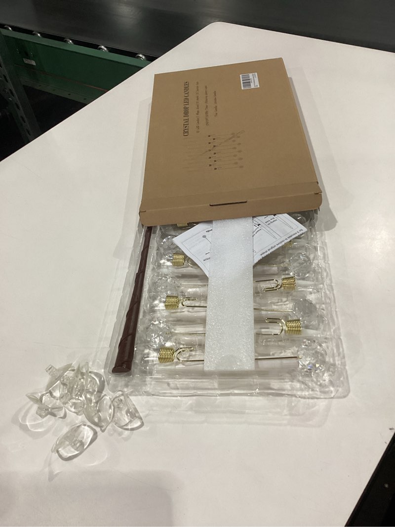 Condition photo showing Good Condition for Leejec Christmas Tree Candles with Wand Remote, 10 Pack Battery Operated Flameless Taper Window Candle, Flickering Warm Light, Xmas Tree Decorations with Crystal Ball Hook, Wedding Home Gift Timer crystal drop tree candle 10pcs