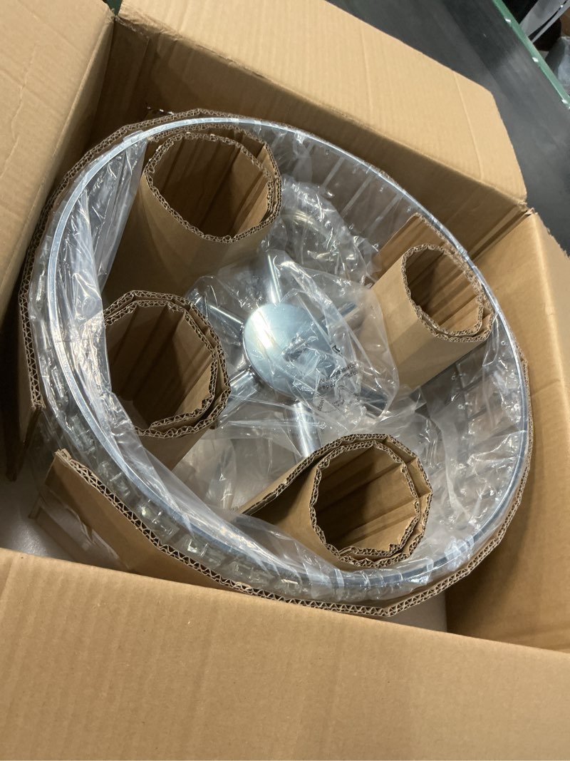 Condition photo showing As Is for Modern Crystal Chandelier 18”Chrome Semi Flush Mount Ceiling Light Fixtures 6-Lights Drum Crystal Pendant Lighting for Dining Room Foyer Bedroom Living Room Chrome Small-18”