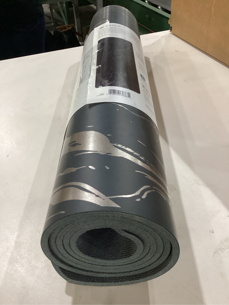 Condition photo showing New/Like New for Gaiam Dry-Grip Yoga Mat - 5mm Thick Non-Slip Exercise & Fitness Mat for Standard or Hot Yoga, Pilates and Floor Workouts - Cushioned Support, Non-Slip Coat - 68 x 24 Inches Marbled