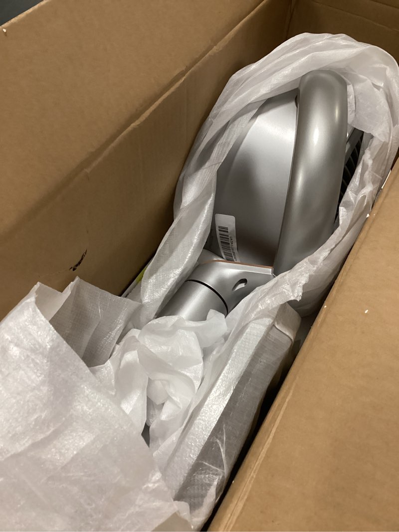 Condition photo showing As Is for Dreo Smart Fans for Bedroom, 120° +120° Omni-Directional Oscillating Fan, 90ft Quiet Pedestal Fan with RGB Light, 9 Speeds, 6 Modes, 20dB, 8H Timer, Wi-Fi/Voice, 37-42" Floor Fans with Remote, Silver