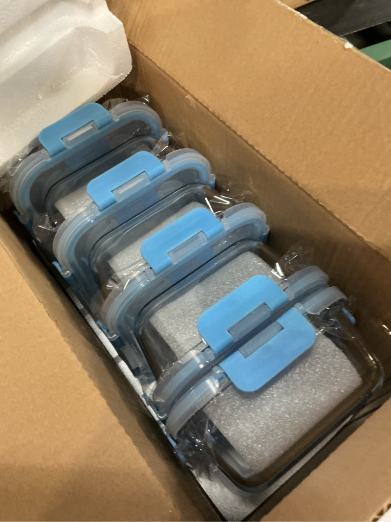 Condition photo showing New/Like New for c crest glass meal prep containers, [10 pack] glass food storage containers with lids, airtight bento boxes, bpa free & leak proof (10 lids & 10 containers) blue