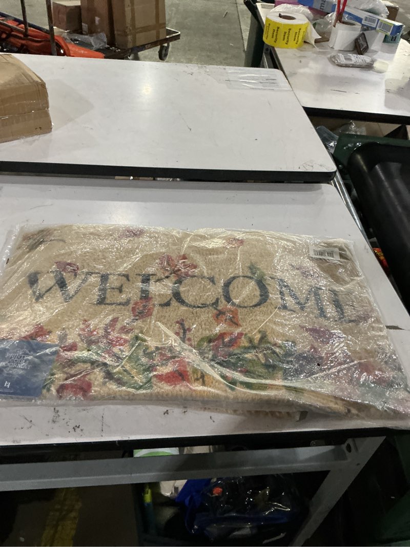 Condition photo showing Good Condition for door mat outdoor welcome mat: faux coir door mat for outside entrance flower welcome 1'5" x 2'6" (rectangular)