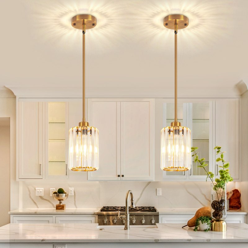 Bette 1-Light Modern Crystal Single Pendant Light With Adjustable Height