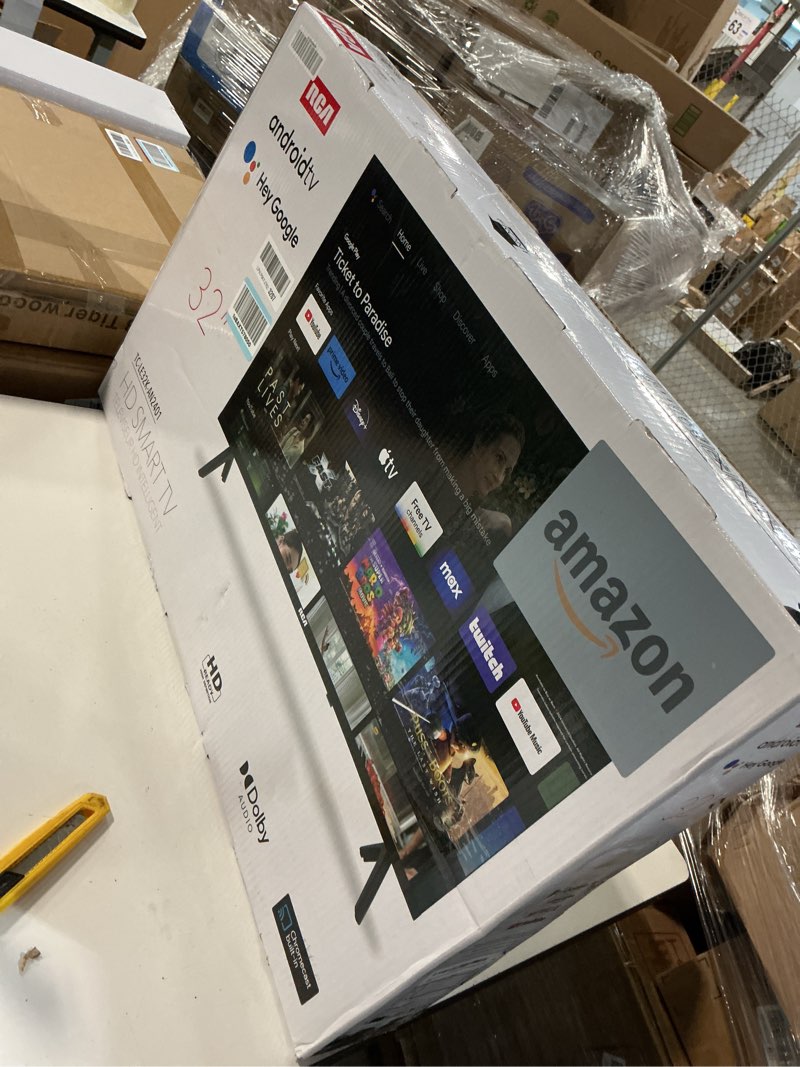Condition photo showing As Is for RCA 32-Inch HD Smart Google TV, Frameless LED Display with HDR10, Wi-Fi and Bluetooth, Google Assistant Built-in, Compatible with Alexa