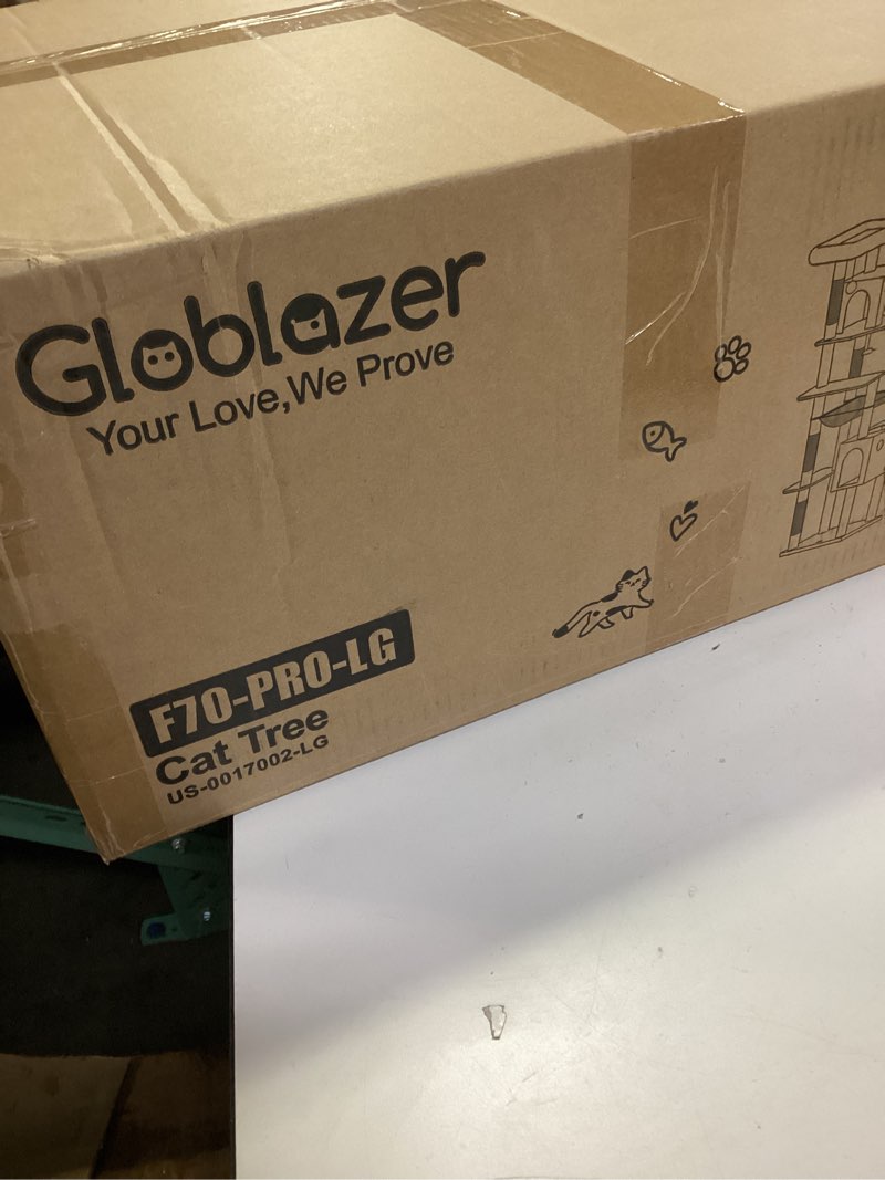 Condition photo showing New/Like New for Globlazer Heavy Duty Cat Tree, 70 inch Sturdy Cat Tree for Indoor Cats Extra Large Cat Tower with Scratching Post, Hammock, Cat Condo for Adult Cats Kittens, F70 Pro, Light Grey 70inch Light Grey