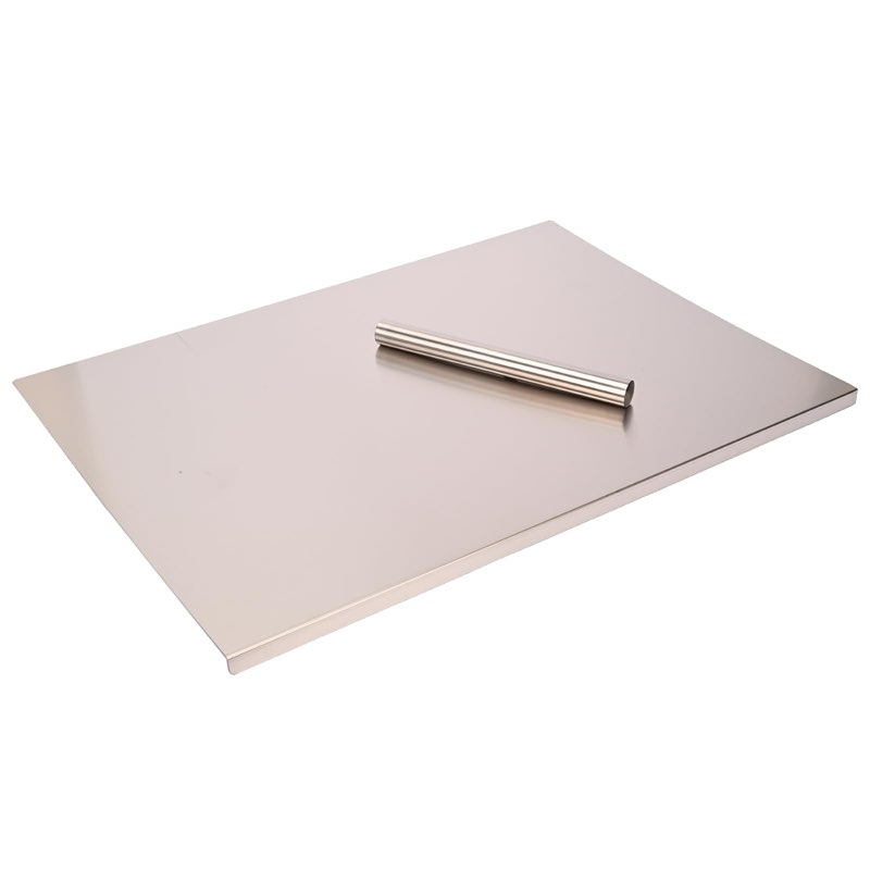 304 stainless steel chopping board with lip, 31.5\"x 22.8\" large steel cutting board with rolling pin, metal noo kneading dough board for kitchen restaurant