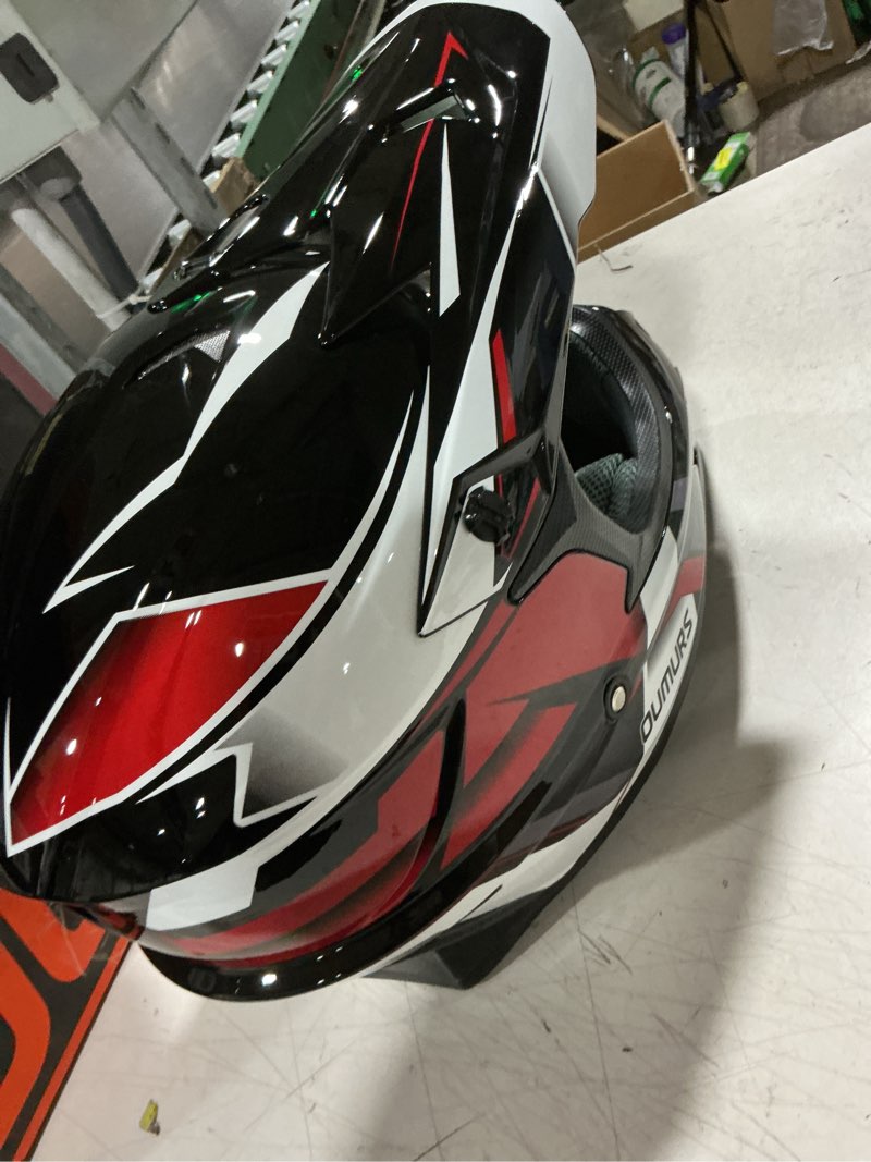 Condition photo showing Good Condition for oumurs dot adult atv dirt bike helmet with goggles gloves & mask adjustable sun visor motorcycle adults helmet off-road motocross downhill moped mx for unisex-adult-victory red, xl victory red x-large