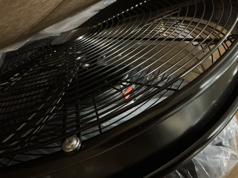 Condition photo showing As Is for utilitech 20-in 120-volt 3-speed high velocity indoor black oscillating pedestal fan