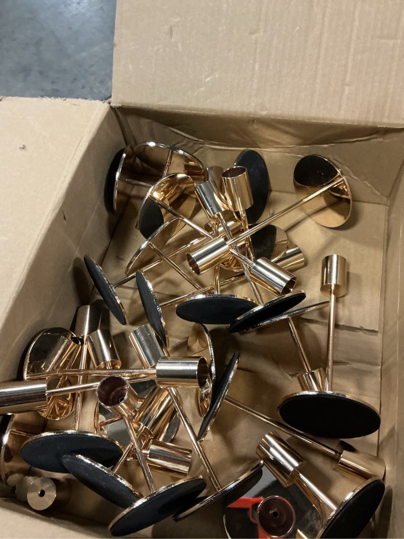 Condition photo showing Good Condition for sieral candle holders bulk taper candlesticks holders set modern decorative metal candelabras for wedding anniversary home dinning table centerpiece xmas party decor(gold,24 pcs) gold 24