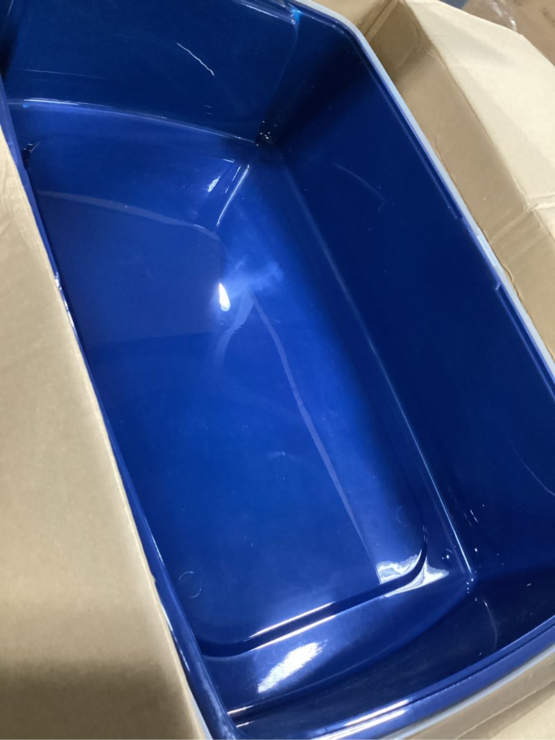 Condition photo showing Good Condition for iris usa cat litter box xx-large open top with high sided walls tall scatter shield scoop included easy clean plastic pan for big cats kittens multi-cat households 30"l x 20"w x 14"h navy xxl navy