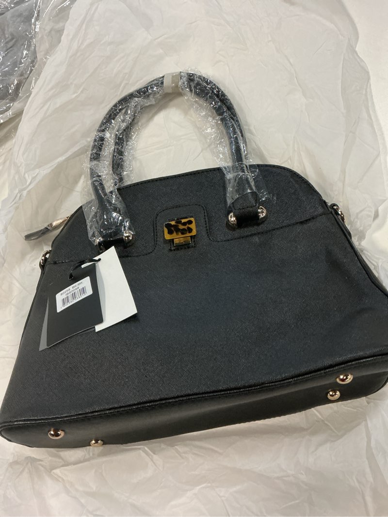 Condition photo showing New/Like New for isabelle peta vegan tote shoulder bag faux leather zip closure nwt black
