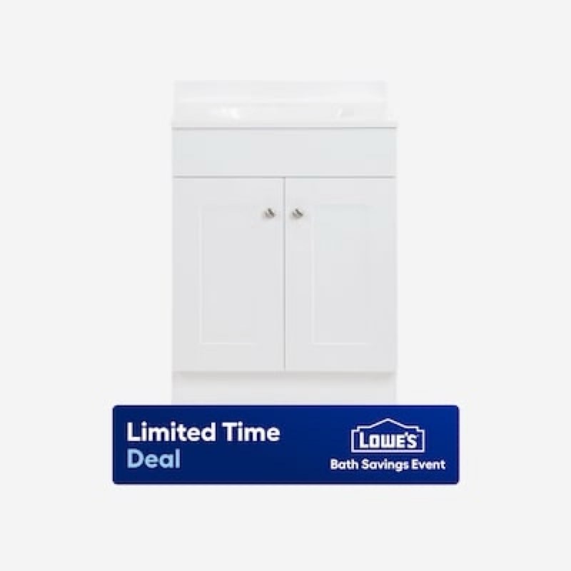  ( is broken) project source dover 24-in true white single sink bathroom vanity with white cultured marble top