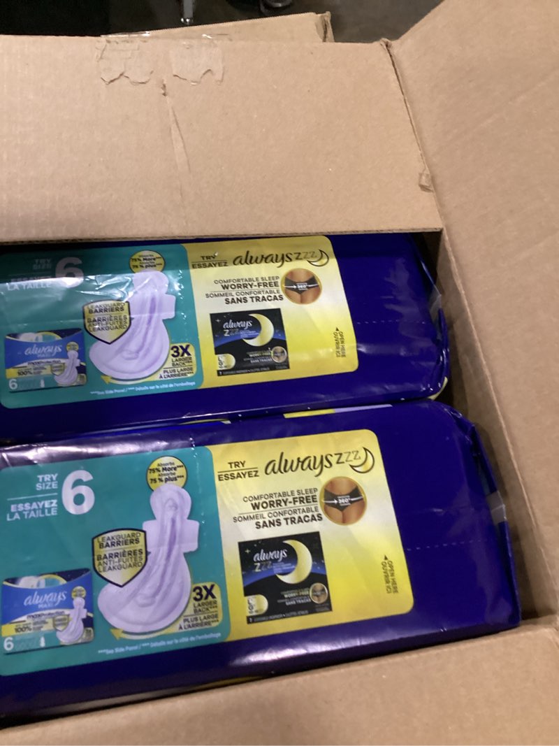 Condition photo showing As Is for always maxi extra heavy overnight pads - unscented - size 5 - 72ct