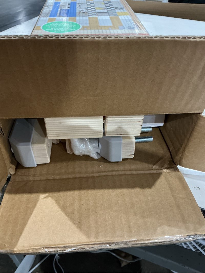 Condition photo showing Good Condition for ingenuity the doorway 36s series custom collection, safety pet & baby gate, 30"-36" wide, 28" tall, pressure or hardware mounted, install wall to wall in doorway, natural wood panels ready for paint