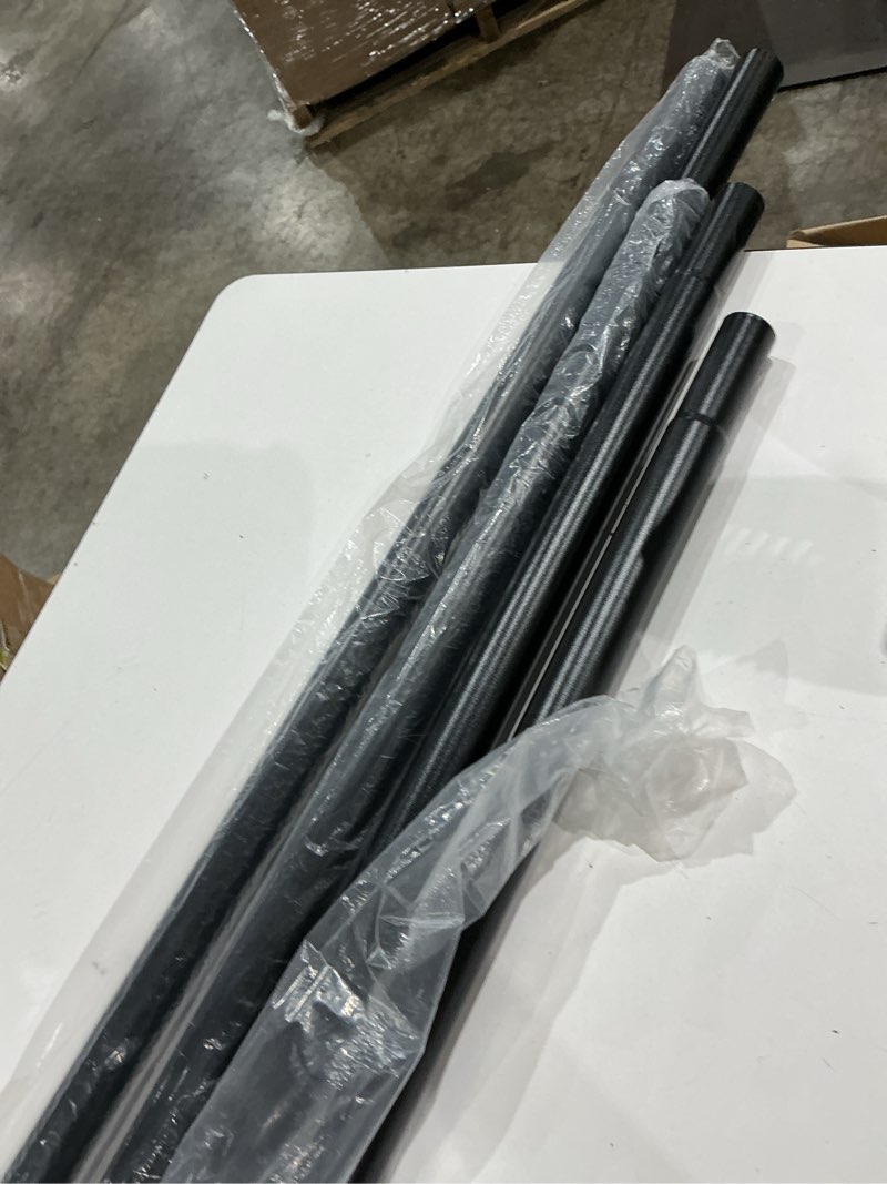 Condition photo showing As Is for byondeth - curtain rods for windows 16 to 48 inches or 60 inches, adjustable length, 1 inch diameter, curtain rod with aluminum finials, black