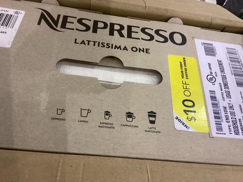 Condition photo showing New/Like New for Nespresso Lattissima One Original Espresso Machine with Milk Frother by De'Longhi, Silky White Machine with Latte Crema Silky White