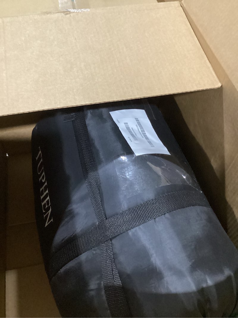 Condition photo showing Good Condition for tuphen double sleeping bag, sleeping bag with 2 pillows, queen size xl bag for 2 people, cold warm weather- 3 seasons, waterproof adults for camping, backpacking or hiking black grey