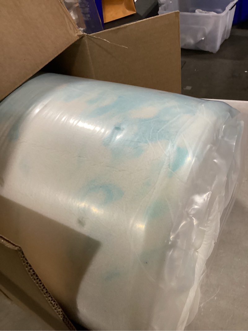 Condition photo showing As Is for (similar to /size varies)queen size dual layer 4 inch memory foam mattress topper, 2 inch gel memory foam and 2 inch pillow top mattress pad cover, thick soft bed topper medium support for back pain, white dual layer white queen