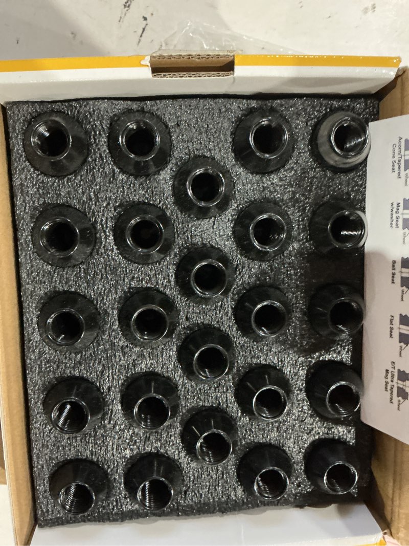 Condition photo showing New/Like New for dynofit 24pcs 14x1.5 stock lug nuts 1.75 inch(45mm) height 7/8" hex(22mm), m14-1.5 one-piece design factory wheel lugnuts compatible with chevy silverado & tahoe gmc sierra 1500 buick dodge cadillac m14x1.5 24 pack-chevy silverado tahoe black