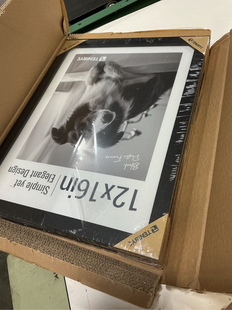 Condition photo showing New/Like New for 12x16 picture frame 3 pk - textured black wood, hd tempered glass, wall gallery picture photo frame 3 pack black 12 x 16