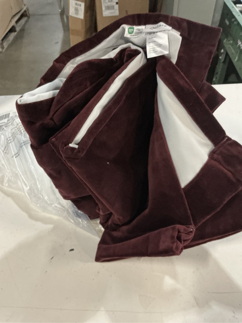 Condition photo showing New/Like New for quince cotton velvet room darkening curtain 48 in x 96 in