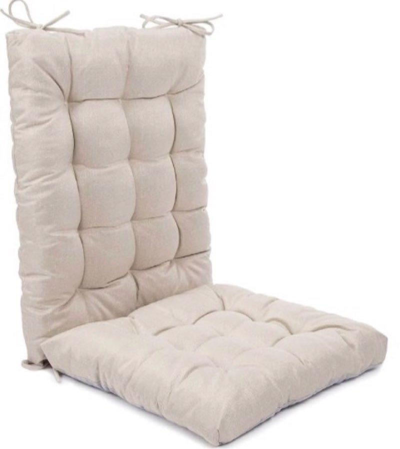rocking chair cushions comfortable tufted seat cushion pads non-skid backed set of backrest and seat bottom for porch rocker cane adirondack outdoor indoor chair (cream, backrest-24x17,bottom-17x17)