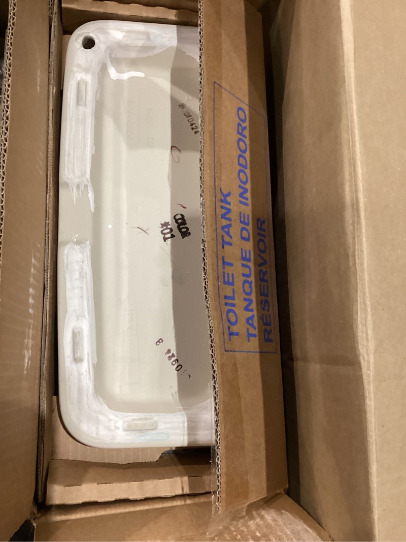 Condition photo showing As Is for incomplete toilet tank only ))))toto drake round 1.6 gpf universal height tornado flush toilet with cefiontect, cotton white - cst775csfg#01