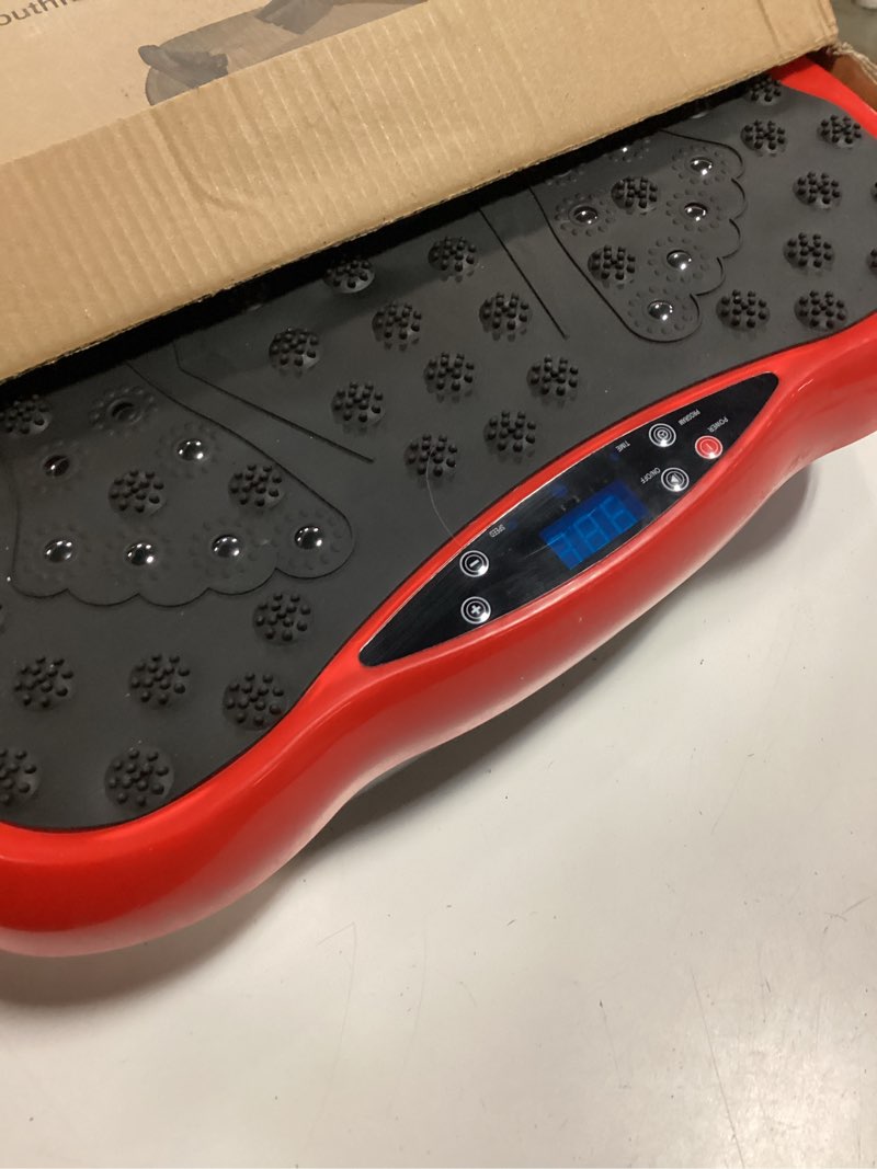 Condition photo showing Good Condition for vibration plate exercise machine, health & fitness full body vibration platform, portable vibration plate platform for weight loss home fitness, lymphatic drainage, w/resistance bands+remote red