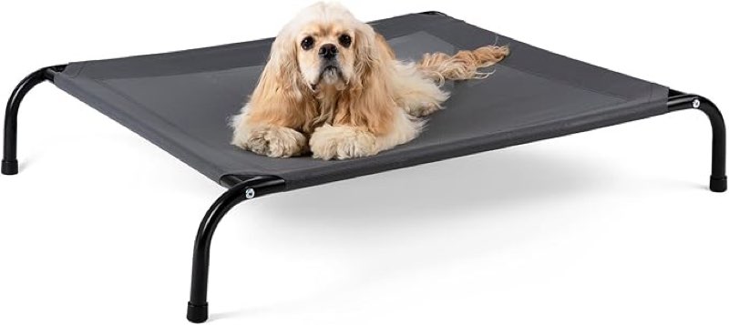 cooling elevated dog bed cot for xl dogs, outdoor raised dog bed with washabl