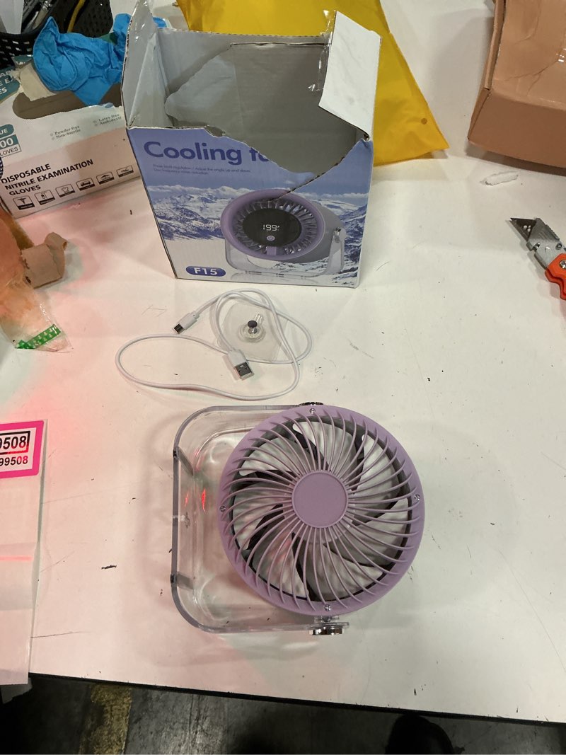 Condition photo showing Good Condition for coolking portable desk fan for bedroom, 199 speeds rechargeable usb table fan with 4000mah battery, 360° rotation, led display, quiet wall-mountable personal cooling fan for home office (purple)