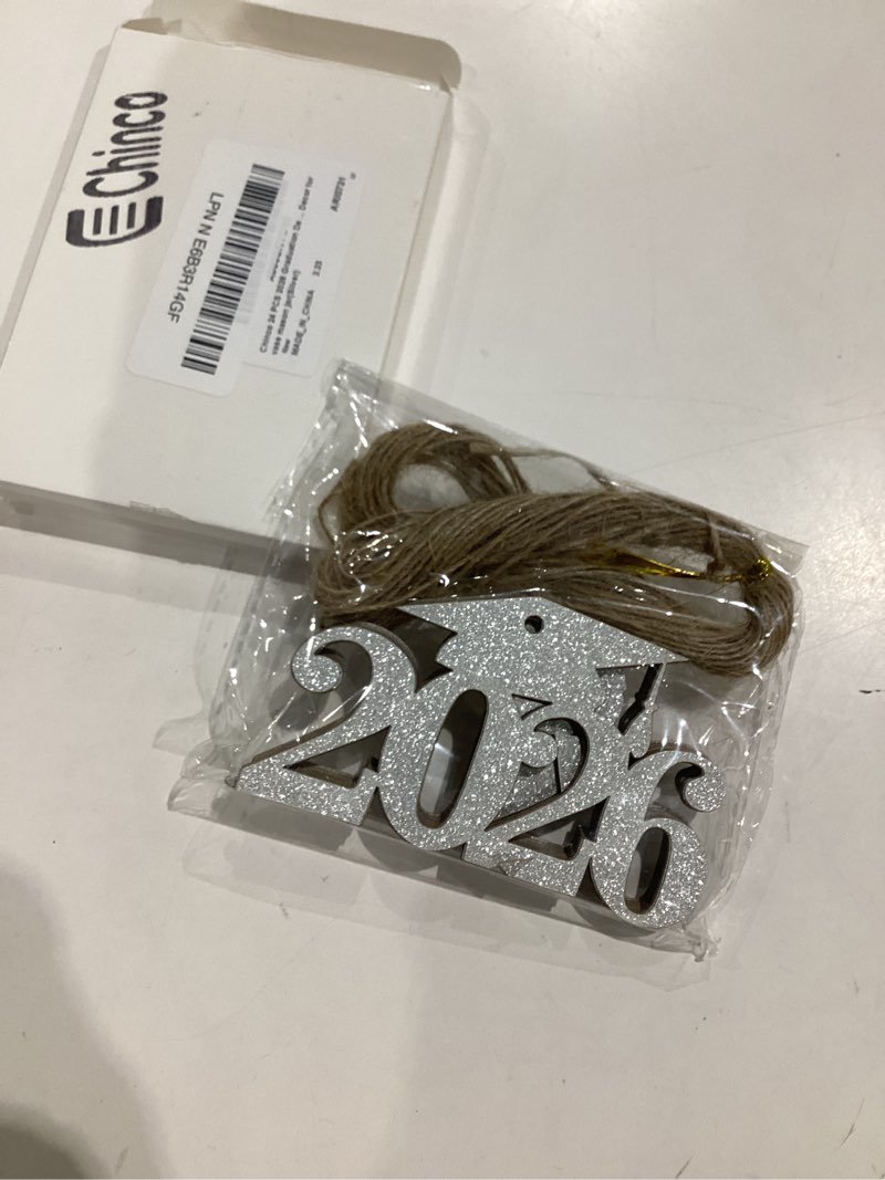 Condition photo showing Good Condition for chinco 24 pcs 2026 graduation decorations class of 2026 graduation centerpieces for table glitter cutouts grad cap tags double side sparkling glitter confetti party decor for vase mason jar (silver)