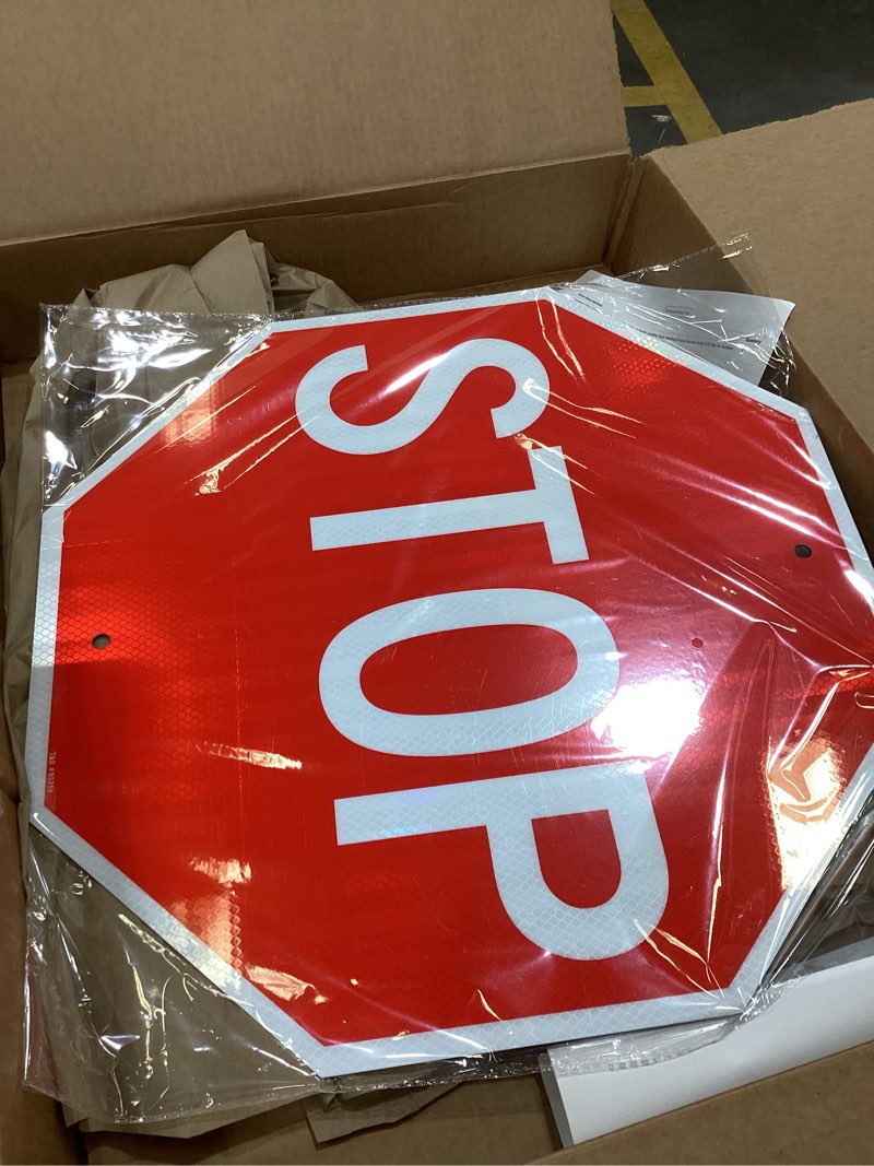 t&r large stop sign street road sign 18 x 18 inches. engineer grade reflective sheeting, rust free a