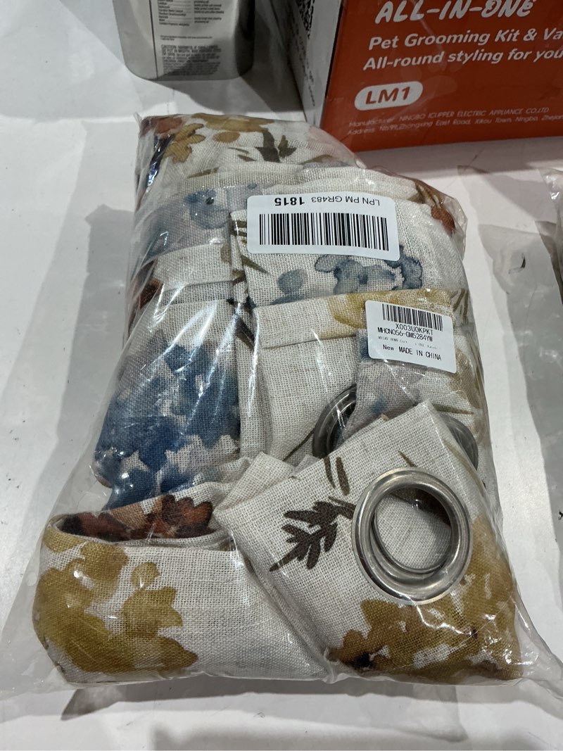 Condition photo showing Good Condition for mysky home floral linen curtains 84 inch length 2 panels set spring flower patterned semi sheer light filtering privacy farmhouse grommet drapes for living/dining room, yellow, w52 x l84, pack-2 52"w x 84"l (pack of 2) a-yellow