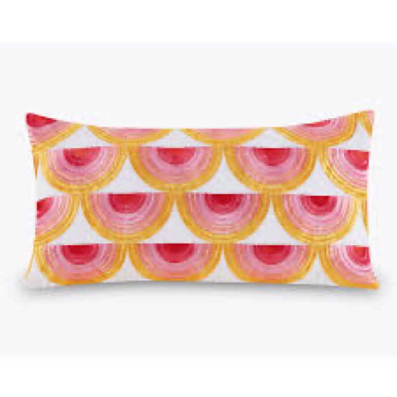 Satin Stitch Embroidered Pillow, 12X21"