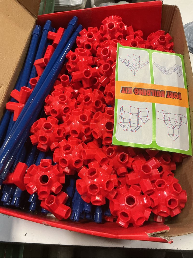 Condition photo showing As Is for OleFun 180 Pack Fort Building Kits for Kids 4, 5, 6, 7, 8+ Year Old Boys & Girls, Creative STEM Building Toys for DIY Castles, Tunnels, Play Tent, Ideal Gifts for Aged 5-8 Blue - 180p