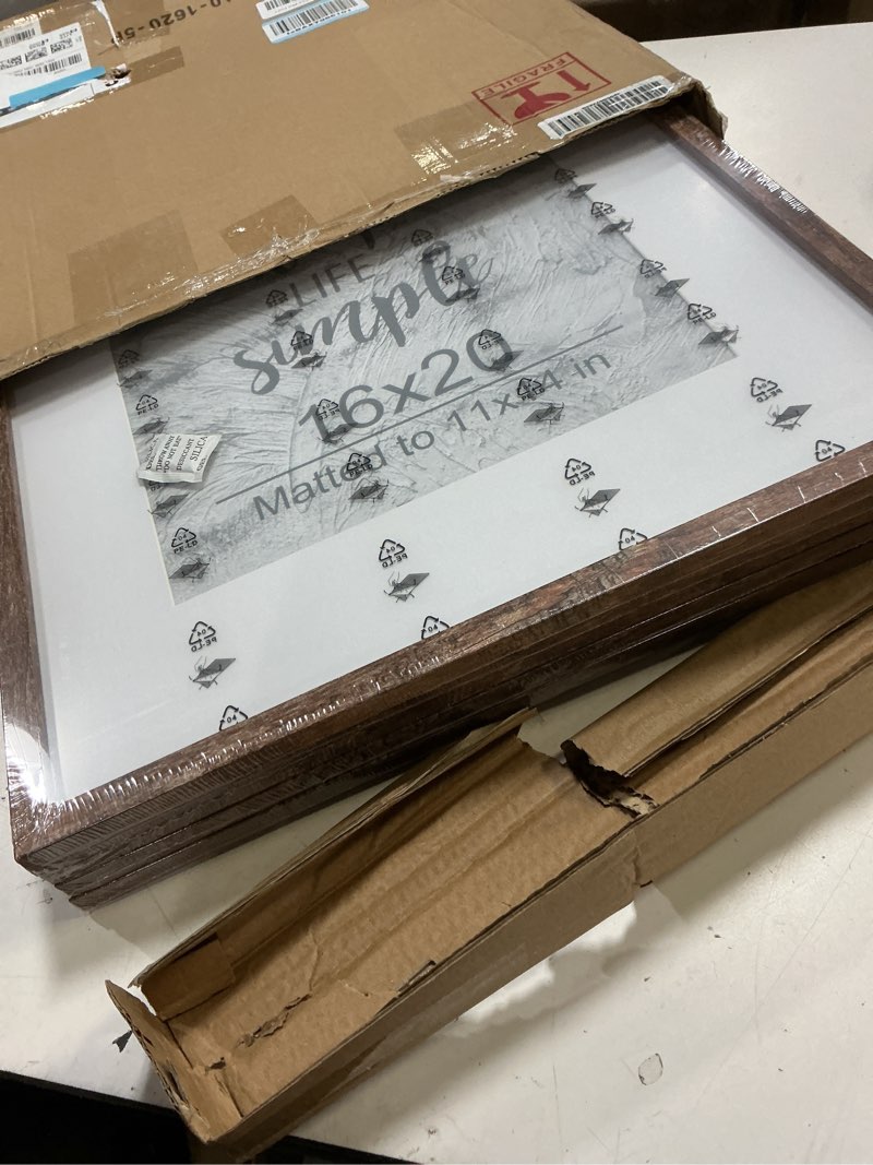 Condition photo showing New/Like New for kennethan 16x20 picture frame rottern brown set of 5, wooden poster frame for wall mounting display for home, office,gallery,holiday with photos, posters, puzzles 16x20"-5pack rotten brown