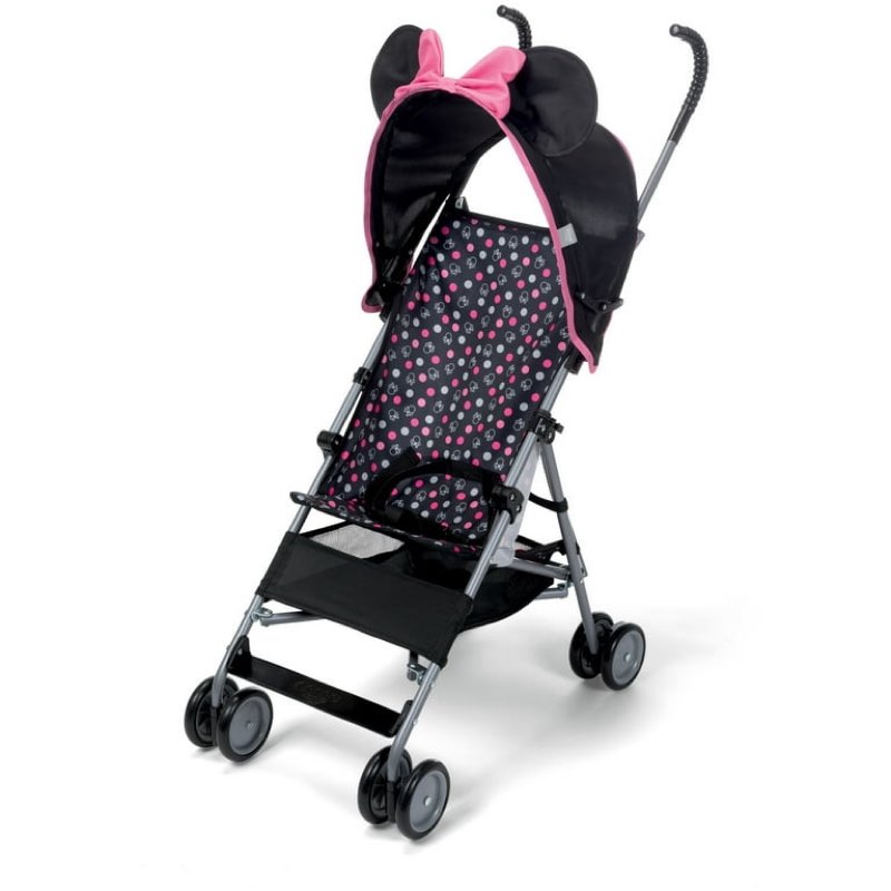 disney baby comfort height character umbrella stroller with basket, modern minnie, toddler, unisex