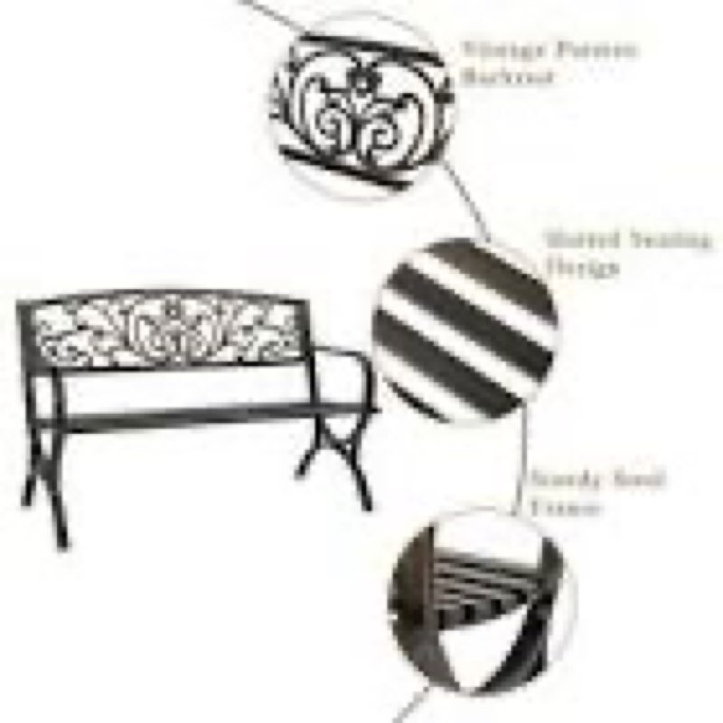 steel stamped pattern back powder coated park bench 