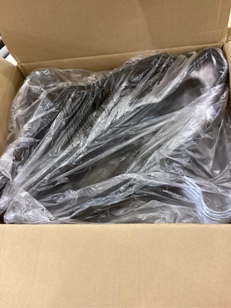 Condition photo showing Good Condition for HOUSE DAY Black Plastic Hangers 50 Pack - Heavy Duty Non-Velvet Hangers with 360° Swivel Chrome Hook & Non Slip Notches - Slim Space Saving Clothes Hangers Ideal for Coats Shirts Jackets Dresses 50 Pack Black